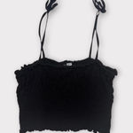 Divided Black Smocked Women's Top Photo 0