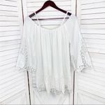 Rue 21  Crochet Lace Insets Off‎ The Shoulder Tunic Top White Small Photo 6
