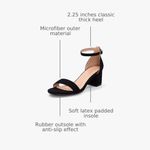 NEW Faux Suede Low Heels Open Toe Block Heeled Ankle Strap Pump Wedding Shoes 8 Black Photo 1