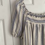 Loft Striped Square Neck Shift Dress Blue White Linen Blend Size M MISSING BELT Photo 2