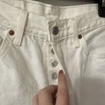 Levi's 501 Jeans White Distressed Button Fly Women's Size 26x30 Straight Raw Hem Photo 2