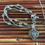 Brighton  Three Strand Silver Heart Charm Bracelet with Crystal Accents Photo 4