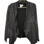 Vintage Ms Maggie Sweet Gray Black Striped Drape Front Cardigan Blazer XL Retro Photo 0