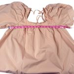 Cider  Womens Small Mini Dress Square Neck Knotted Bubble Puff‎ Sleeve Pink Photo 2