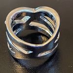 Double criss cross Austrian crystal silver ring size 6 Photo 3