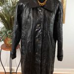 Vintage Maxam Women Medium Black Patchwork Lambskin Leather Coat Italian Mosaic Photo 0