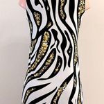 Eva Varro Charms Cap Sleeveless Y2K Bohemian Animal Print Tunic Top Sz Small NEW White Photo 4