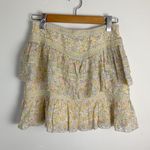 Love Sam Boho Ruffle Yellow Floral Mini Skirt Sz Small Photo 0