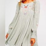 Free People Mohave Floral Embroidered Long-Sleeve Dress Size Large Sage Green Photo 0