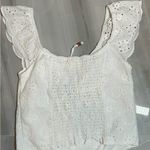 Urban Romantics  Ivory Eyelet Flutter Sleeve Blouse Photo 3