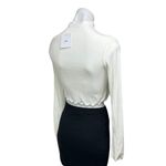 Adika NWT White Ribbed Knit High Neck Long Sleeve Pullover Crop Sweater Top XS Photo 2