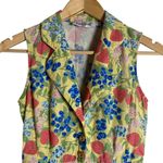 Rachel Antonoff Kitty Strawberry Fruit Print Sleeveless Collared Linen Romper 2 Yellow Photo 5