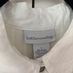 Soft Surroundings  White Pintucked Pleated Button Up Collared Blouse Size‎ Large Photo 2