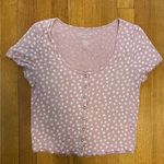 American Eagle  Outfitters Light Pink and White Floral Crop Top Photo 0