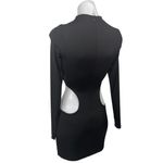 Meshki Black High Neck Cutout Long Sleeve Mini Bodycon Pencil Sweater Dress XS Photo 1