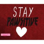 P.J. Salvage Stay Pawsitive Graphic V-Neck T-Shirt Dog Cat Heart Maroon Tee Top S Photo 2