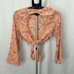 ZARA Paisley Printed Open Back Bell Sleeve Crop Top 7521 Photo 12