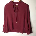 Eyeshadow NWT chiffon tie neck bell sleeve top Photo 0