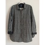 CHAPS  No-Iron Button Down Black‎ White Houndstooth Contrast Cuffs Top Size 2X Photo 1