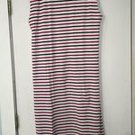 Loft  Striped Sleeveless Midi Dress with slit red, Blue, White pocket medium Photo 6