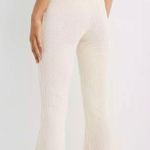 Aerie White Ribbed Flare Pants Photo 1