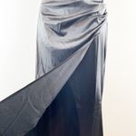 Cefian Strapless Corset High Slit Maxi Satin Gown Dress Black Large Photo 10