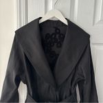 MycraPac Black Reversible Tie Belt Wide Lapel Rain Coat Velour Circle Print 0 P Size 8 Photo 11