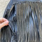 Vintage Hein Gericke Black Leather Moto Jacket Fringe Roses L Size L Photo 11