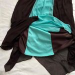 Y2K brown and turquoise dress with handkerchief hem and a bow in the back Blue Photo 2