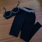 Rhinestone Crop Top And Pant Set Size XS Photo 0