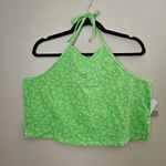 BP Halter Crop Top Neon Green Frosty Follard Floral Print Casual Neutral Photo 1