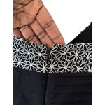 Kay Unger  New York 100% Silk Midi Dress Black & White Floral Embroidered Size 8 Photo 2