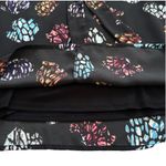 lr Black Floral Short Sleeve Sash Belt Split Neck Sheath Tunic Dress Size Small Photo 10