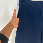 Madewell  Wide Leg Cropped Pants Navy Blue‎ Elastic Waist Pockets Womens Photo 4