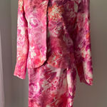Vintage ‘90s Anne Crimmins for Umi Collections 100% Silk Floral Print Skirt Suit Pink Size 8 Photo 0