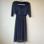 Women's Dress Polka Dot Navy coquette rockabilly preppy classic modest hepburn 6 Blue Photo 1