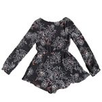 ASTR Floral Romper Long Sleeve Button V Neck Black and White Women's Size Small Photo 2