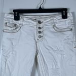 Almost Famous  Skinny White Jeans Tan Stitching Size 5 EUC #DS-1646 Photo 1