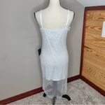 Lulus Memorable Glow White Fishnet Rhinestone Bodycon Midi Dress Large NWT Photo 2