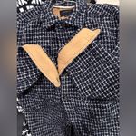 Cotton On  blue and white tweed shirt jacket with a tan lining. Size M oversized Photo 7