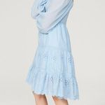 Area Stars Eyelet Trim Light Blue Long Sleeve Square Neck Dress Size Medium Photo 1