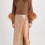 Lapointe Sequin Viscose High Waisted Camel Gold Sequin Midi Skirt Size 2 Photo 1