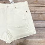 American Eagle  White Distressed Cut Off High Waisted Mom Shorts NWT 16 Stretch Photo 3