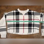 Colsie Plaid Cropped Crewneck Sweatshirt White Size M Photo 2