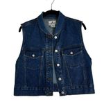 Vintage Denim Vest Crop Western Grunge Size Medium Blue Photo 0