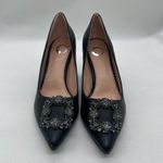 Journee Collection ‎ Heels 6 1/2 Black Rhinestones Pointed Toe Career Formal NEW Photo 1