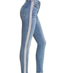 7 For All Mankind High Waist Ankle Skinny Blue Jeans with Silver Side Panels Photo 1