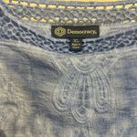 Democracy NWT  Embroidered Peplum Top Crochet Trim blue XL Photo 3