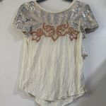 Free People Beaded Top Blouse Open Back Cap Sleeve Boho Y2K Sequin Glam XS Pink Photo 0