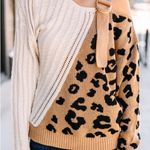 Andrée NWT Bold Adventures Camel Brown Leopard Sweater Small Photo 10